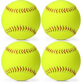 Lewtemi 12" Yellow Sports Practice Softballs, Official Size and Weight Slowpitch Softball, Unmarked Leather Covered Youth Fastpitch Softball Ball for Games, Practice and Training