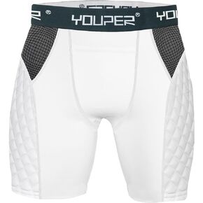 Youper Youth Elite Compression Padded Sliding Shorts w/Cup Pocket for Baseball, Football