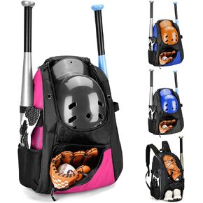 DAREKUKU Youth Baseball Backpack, Softball Bat Bag For Boys & Girls, T-Ball & Baseball Equipment & Gear, Durable Bat Backpack With Fence Hook, Shoe Compartment, Hold Bat, Glove, Helmet, Cleats