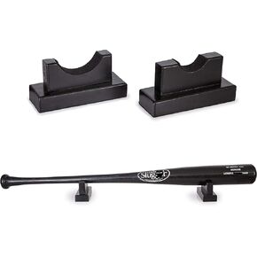 FAMOORE Baseball Bat Display Stand for Table or Table - Replacement Case or Stand - Solid Wood with Felt Lining to Protect Bat and Surface - Available in Natural or Black, Black