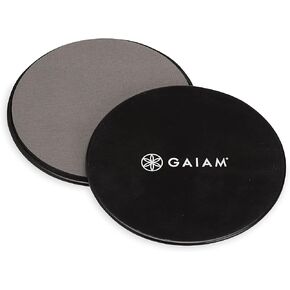أقراص Gaiam Core المنزلقة - مزلقات تمرين مزدوجة الجوانب للسجاد والأرضيات الصلبة - وسادات تمارين رياضية منزلية مزلقة للياقة البدنية للنساء والرجال، رمادي/أسود in Kuwait