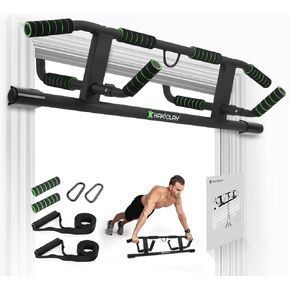 KAKICLAY 2024 Upgrade Multi-Grip Pull Up Bar with Smart Larger Hooks Technology - USA Original Patent, Designed, Shipped, Warranty