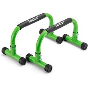Push Up Bar, Parallettes Bars For L-sit & Dip, Heavy-Duty No Wobbling Parallel Bars Stand For Handstands, Full Planche, Calisthenics, 9.5in High Workout Stands for Home Fitness Training