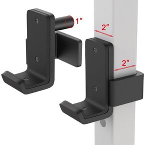 SELEWARE Solid Steel J Hooks for 2" x 2" or 3" x 3" Tube Power Cage with 1" or 5/8" Hole Squat Rack Attachment, J-Hook Barbell Holder for Power Rack, Set of 2