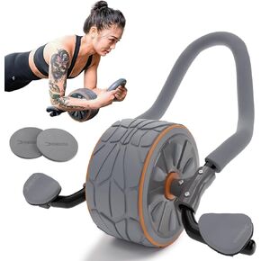 DMoose Fitness Ab Roller Wheel, Ab Workout Equipment for Abdominal & Core Strength Training, Ab Wheel Roller for Core Workout, Home Gym, Ab Machine with Knee Pad for Home Workout & Home Gym (Grey)