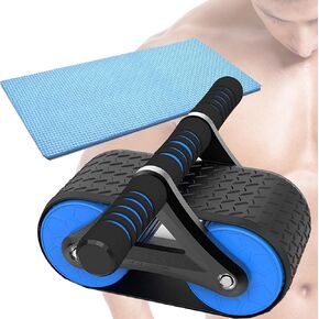 LUMENIZE Automatic Rebound Abdominal Ab Roller Wheel – Abs Wheel Roller Equipment – Bidirectional Core Wheel Exercise Roller for Core Strength Training – Ab Roller for Abs Workout with Knee Pad (Blue)