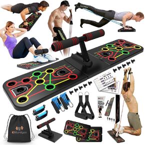 New Upgraded Portable Home Gym with Sit-up Stand, Push Up Board, Premium Resistance Bands, 35-in-1 Multifunctional Strength Training Equipment, Home Fitness for Men and Women in Kuwait