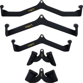 LAT Pull Down Bars Cable Machine Attachment, Rowing T-bar V-bar Set, Back Strength Training Handle Grips for Cable Machine Rowing Machine