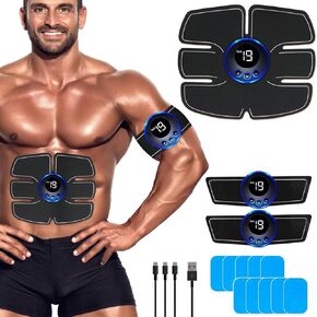 Abs Muscle -Portable Toner - Trainer Workout Equipment for Men Woman Abdomen Home Office Exercise, 5 Pairs/10 Pcs Free Gel Pads