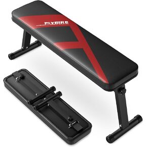 FLYBIRD Flat Bench, Foldable Flat Weight Bench Easy Assembly for Strength Training Bench Press, 600/1000 LBS 2 Versions