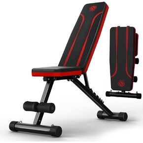 Adjustable Weight Bench for Full Body Workout, Foldable Workout Bench for Home Gym, Multi-Purpose Weight Bench with 3-Sec Folding& Fast Adjustment for Bench Press Sit up Incline Flat Decline