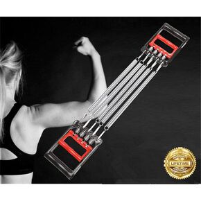 Chest Expander 5 Spring Exerciser Puller 3 in 1 Adjustable Exerciser Hand Grip Strengthener Resistance Bands Strength Trainer Gym Home Fitness Equipment for Men Women Back Arms Machine