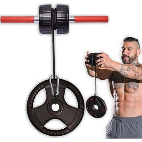 DMoose Fitness Forearm Exerciser - Hand, Wrist and Forearm Strengthener - Durable PVC Anti-Slip Grip Handles and Quick Locking Mechanism - Wrist Roller for Strength Training for Men & Women (Patented)