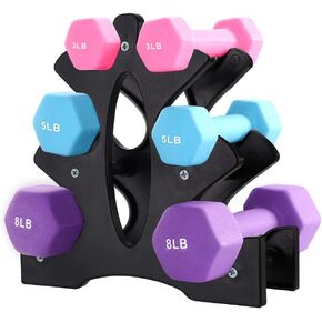 AUXSOUL 1 Pack Dumbbell Rack Stand, 3 Tier Dumbbell Bracket Free Hand Weight Tower Stand for Home Gym Organization, Holds 2/3/6 LB (Without Dumbbells)