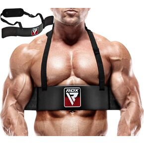 RDX Arm Blaster ذات الرأسين ثلاثية الرؤوس، 23 بوصة من الألومنيوم للياقة البدنية معزول دعم الضفيرة، رفع الأثقال يكسب العضلات أذرع كبيرة، حزام قابل للتعديل 42 بوصة، وسادة رقبة 6 مم، تصميم منحني، بطانة سميكة