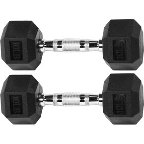 Signature Fitness Rubber Encased Hex Dumbbell, Pairs or Sets, Multiple Packages