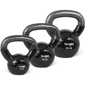 Yes4All Combo Kettlebells Vinyl Coated Weight Sets Great for Full Body Workout Equipment Push up, Grip Strength and Strength Training, Dumbbell Weights Exercises