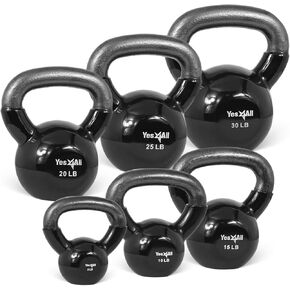 Yes4All Combo Kettlebells Vinyl Coated Weight Sets Great for Full Body Workout Equipment Push up, Grip Strength and Strength Training, Dumbbell Weights Exercises in Kuwait