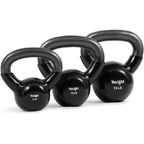 Yes4All Combo Kettlebells Vinyl Coated Weight Sets Great for Full Body Workout Equipment Push up, Grip Strength and Strength Training, Dumbbell Weights Exercises