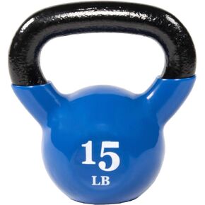 Signature Fitness All-Purpose Color Vinyl Coated Solid Cast Iron Kettlebell Weight