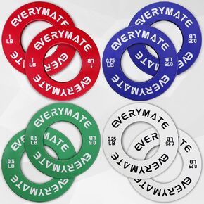 EVERYMATE Fractional Micro Weight Plates Set of 8 Weight Plate Pair of 0.25LB 0.5LB 0.75LB 1 LB for Olympic Barbells for Strength Training Micro Plates Weight Plate