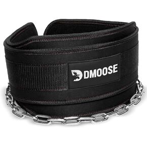 DMoose Dip Belt for Weightlifting, Weight Belt with Chain for Pullup, Gym Lifting Belt for Powerlifting, Squat, Bodybuilding, Heavy Duty Steel, Workout Belt with Comfortable Neoprene Support