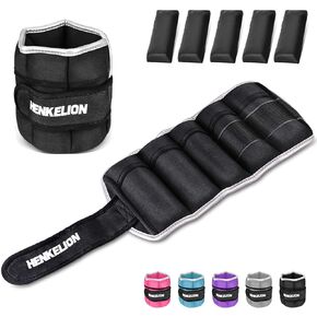 Henkelion 1 Pair 2 3 5 10 Lbs Adjustable Ankle Weights For Women Men Kids, Strength Training Wrist And Ankle Weights Sets For Gym, Fitness Workout, Running, Lifting - Black Grey Pink Blue Purple