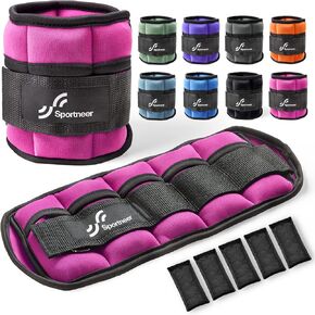 Sportneer Adjustable Ankle Wrist Weights for Men Women Kids, Adjustable Leg & Cuff Weight Straps for Fitness, Walking, Running, Aerobics, Yoga, Gym, Workout | 0.5-2 lbs Each Ankle, 1 Pair 1-4 lbs
