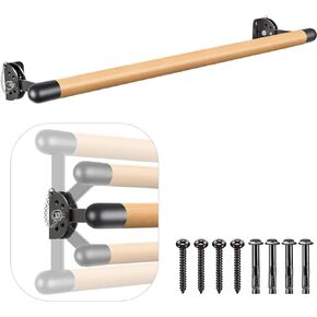 Wall Mounted Traditional Solid Wood Ballet Barre System, Stretch/Dance Bar for Home Workout Dance Equipment, Durable Metal Support, Height Adjustment