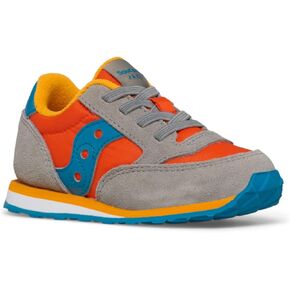 Saucony Jazz JR Sneaker, Grey/Orange/Blue, 7 US Unisex Little Kid