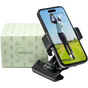 Record Your Golf Swing | The SwingScout | Golf Bag Phone Holder | Easy to Use Clip to Your Golf Bag | No Other Equipment Needed | Quick to Setup | Compatible with Any Cellphone | Perfect Golf Gift