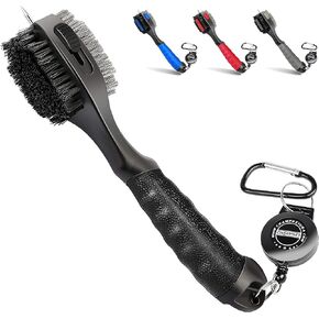 Champkey PRO Retractable Golf Club Brush | Oversized Brush Head with Soft Rubber Hand Grip & Retractable Groove Cleaner Golf Brush