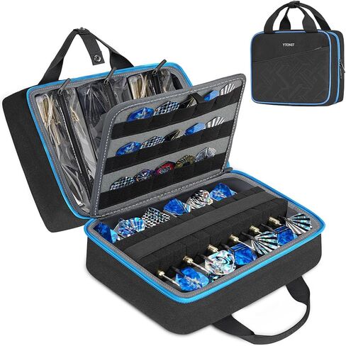 حافظة سهام Ytonet لـ 12 سهمًا، 3 أكياس بلاستيكية قابلة للإزالة للملحقات والنصائح والأعمدة والطيران، حقيبة حمل سهام مع جيب أمامي للهاتف المحمول، مناسبة للسهام ذات الأطراف الناعمة والفولاذية، أسود (الجراب فقط) in Kuwait