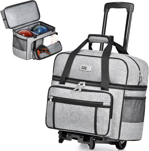 حقيبة بولينج ذات بكرتين CAB55 مع حجرة منفصلة للأحذية، وحقيبة بولينج ذات كرتين بعجلات، (حتى مقاس الرجال الأمريكي 16)، وجيوب متعددة للملحقات متعددة الوظائف in Kuwait