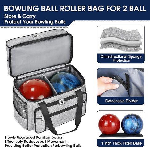 حقيبة بولينج ذات بكرتين CAB55 مع حجرة منفصلة للأحذية، وحقيبة بولينج ذات كرتين بعجلات، (حتى مقاس الرجال الأمريكي 16)، وجيوب متعددة للملحقات متعددة الوظائف in Kuwait