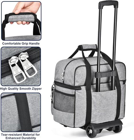 حقيبة بولينج ذات بكرتين CAB55 مع حجرة منفصلة للأحذية، وحقيبة بولينج ذات كرتين بعجلات، (حتى مقاس الرجال الأمريكي 16)، وجيوب متعددة للملحقات متعددة الوظائف in Kuwait