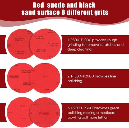 Loopeer 8 Pack Bowling Sanding Pads Bowling Accessories Bowling Ball Sanding Sand Pads Polishing Cleaning Kit, Grit 500, 800, 1000, 1200, 1500, 2000, 2500, 3000 for Different Texture in Saudi Arabia