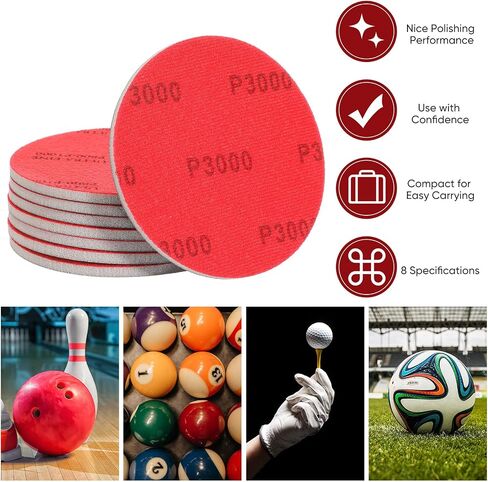Loopeer 8 Pack Bowling Sanding Pads Bowling Accessories Bowling Ball Sanding Sand Pads Polishing Cleaning Kit, Grit 500, 800, 1000, 1200, 1500, 2000, 2500, 3000 for Different Texture in Saudi Arabia