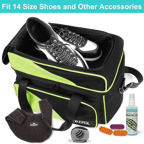 حقيبة كرة البولينج من YOREPEK، حقيبتان لحمل كرات البولينج مع حامل كرة مبطن وجيب كبير معزول، حقيبة أحذية بولينج مقاومة للماء تناسب مقاس 14 حذاء، حقيبة إكسسوارات البولينج للنساء والرجال، أسود in Kuwait