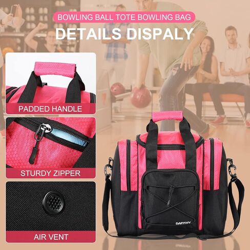 Bowling Ball Bag for Single Ball - Bowling Ball Tote Bag with Padded Ball Holder, 2 Pockets fit Bowling Shoes Up to Mens Size 14 and Accessories in Saudi Arabia