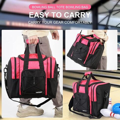 Bowling Ball Bag for Single Ball - Bowling Ball Tote Bag with Padded Ball Holder, 2 Pockets fit Bowling Shoes Up to Mens Size 14 and Accessories in Saudi Arabia