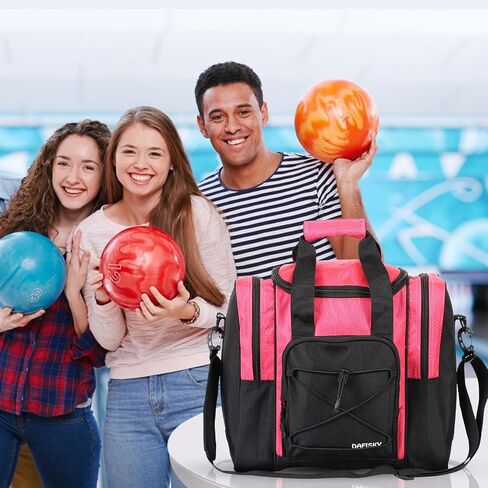 Bowling Ball Bag for Single Ball - Bowling Ball Tote Bag with Padded Ball Holder, 2 Pockets fit Bowling Shoes Up to Mens Size 14 and Accessories in Saudi Arabia
