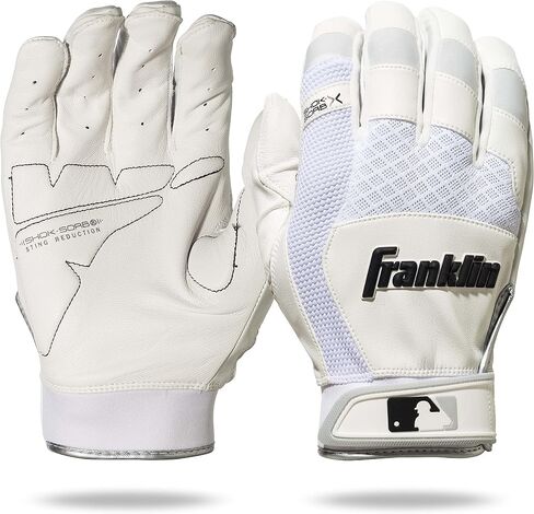 قفازات الضرب البيسبول MLB من Franklin Sports - قفازات الضرب Shok-Sorb X للبيسبول + الكرة اللينة - أزواج قفازات الضرب المبطنة للبالغين + الشباب - ألوان متعددة + مقاسات in Saudi Arabia