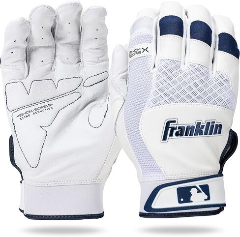 قفازات الضرب البيسبول MLB من Franklin Sports - قفازات الضرب Shok-Sorb X للبيسبول + الكرة اللينة - أزواج قفازات الضرب المبطنة للبالغين + الشباب - ألوان متعددة + مقاسات in Saudi Arabia