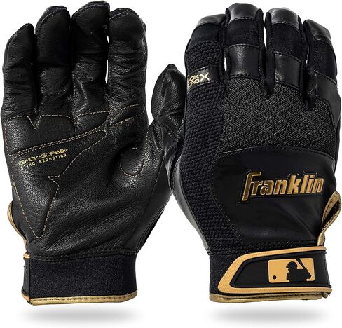 قفازات الضرب البيسبول MLB من Franklin Sports - قفازات الضرب Shok-Sorb X للبيسبول + الكرة اللينة - أزواج قفازات الضرب المبطنة للبالغين + الشباب - ألوان متعددة + مقاسات in Saudi Arabia