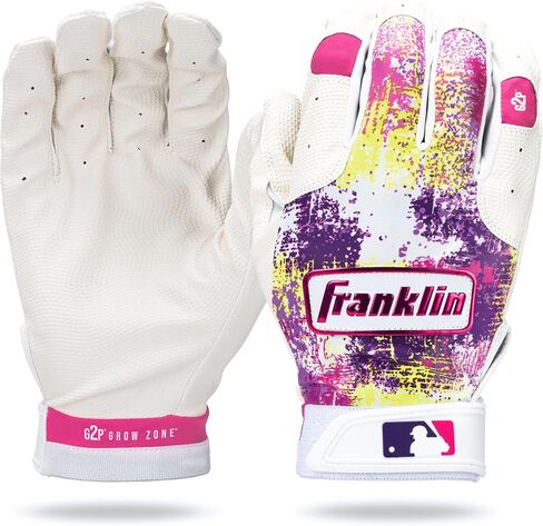 Franklin Sports MLB Youth Teeball Batting Gloves - Grow to Pro Kids Baseball + Softball Flexible Batting Gloves - Boys + Girls Expandable Batting Gloves for Teeball, Baseball + Softball in Kuwait