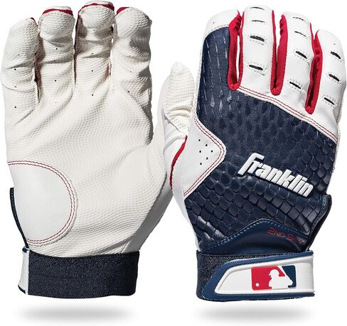 Franklin Sports MLB 2nd Skinz Batting Gloves - Adult + Youth Baseball + Softball Batting Gloves - Men's + Kids Baseball, Teeball + Softball Gloves - Multiple Sizes + Colors Available in Saudi Arabia