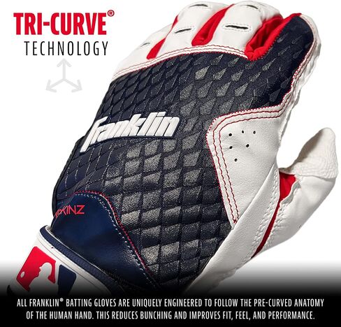 Franklin Sports MLB 2nd Skinz Batting Gloves - Adult + Youth Baseball + Softball Batting Gloves - Men's + Kids Baseball, Teeball + Softball Gloves - Multiple Sizes + Colors Available in Saudi Arabia