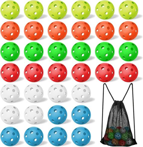 36 Pack Baseball Practice Balls Plastic Training Balls Lightweight Baseball Hollow Softballs with a Drawstring Bag for Hitting, Baseball Batting Training Indoor Outdoor Use in Kuwait