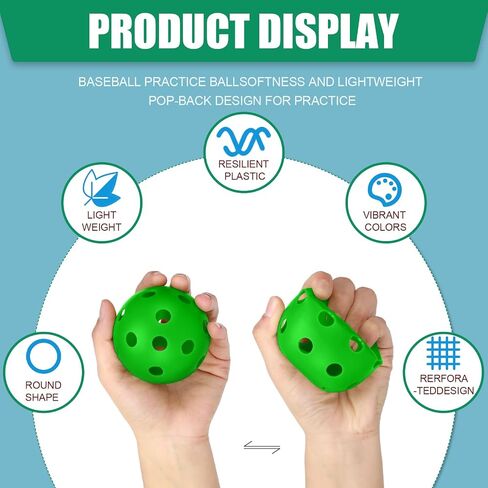 36 Pack Baseball Practice Balls Plastic Training Balls Lightweight Baseball Hollow Softballs with a Drawstring Bag for Hitting, Baseball Batting Training Indoor Outdoor Use in Kuwait